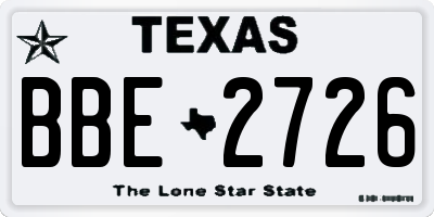 TX license plate BBE2726
