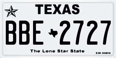 TX license plate BBE2727