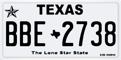 TX license plate BBE2738