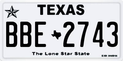 TX license plate BBE2743