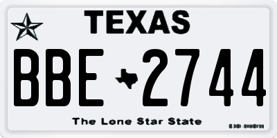 TX license plate BBE2744