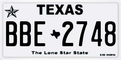TX license plate BBE2748