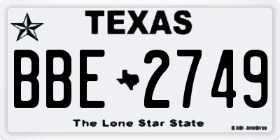 TX license plate BBE2749