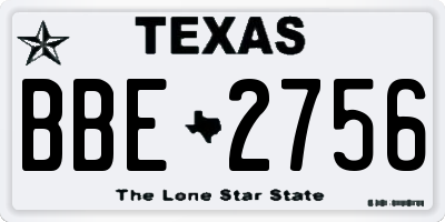 TX license plate BBE2756