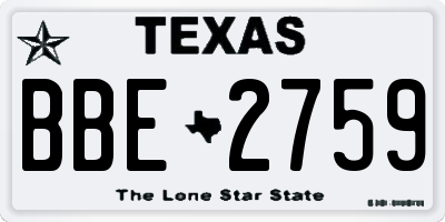 TX license plate BBE2759
