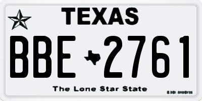 TX license plate BBE2761