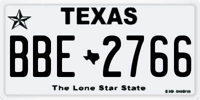 TX license plate BBE2766