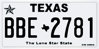 TX license plate BBE2781