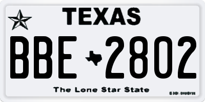 TX license plate BBE2802