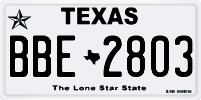 TX license plate BBE2803