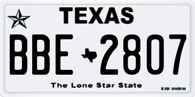 TX license plate BBE2807