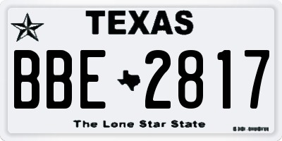 TX license plate BBE2817