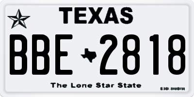 TX license plate BBE2818