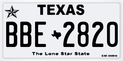 TX license plate BBE2820
