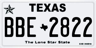 TX license plate BBE2822