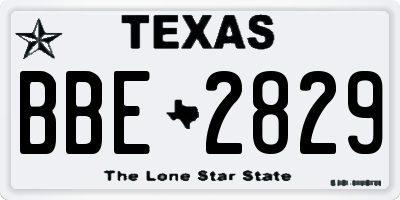 TX license plate BBE2829