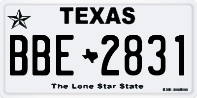 TX license plate BBE2831