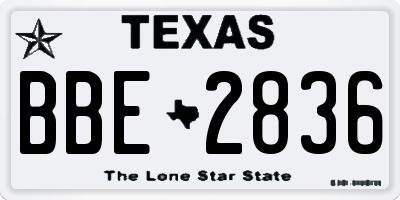 TX license plate BBE2836