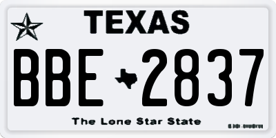 TX license plate BBE2837