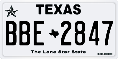 TX license plate BBE2847
