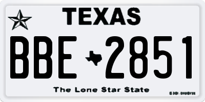 TX license plate BBE2851