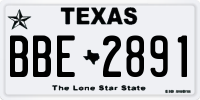 TX license plate BBE2891