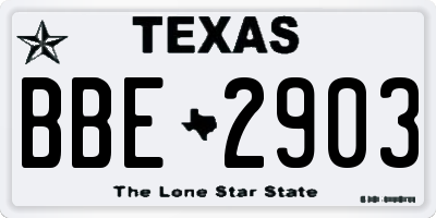 TX license plate BBE2903
