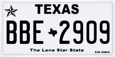 TX license plate BBE2909