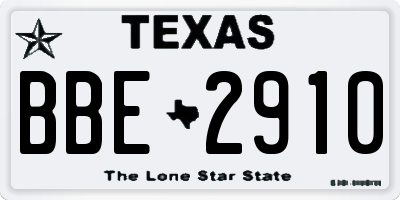 TX license plate BBE2910