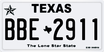 TX license plate BBE2911