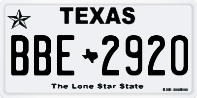 TX license plate BBE2920