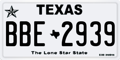 TX license plate BBE2939