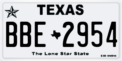 TX license plate BBE2954