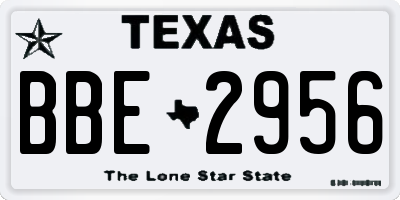 TX license plate BBE2956