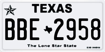 TX license plate BBE2958