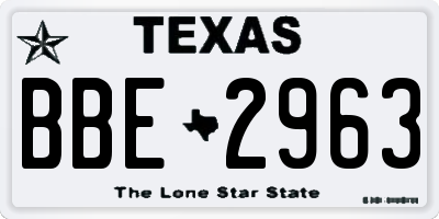 TX license plate BBE2963