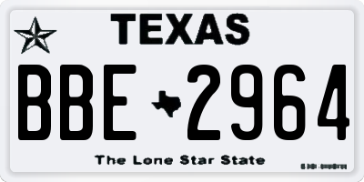 TX license plate BBE2964