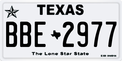TX license plate BBE2977