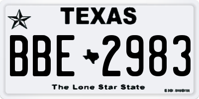 TX license plate BBE2983