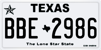 TX license plate BBE2986