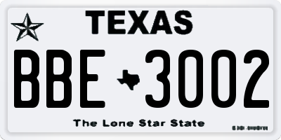 TX license plate BBE3002