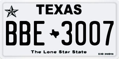 TX license plate BBE3007