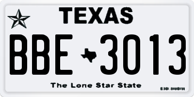 TX license plate BBE3013