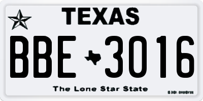 TX license plate BBE3016