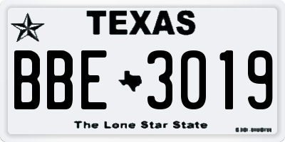 TX license plate BBE3019
