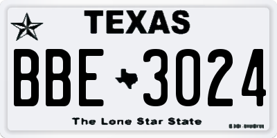TX license plate BBE3024