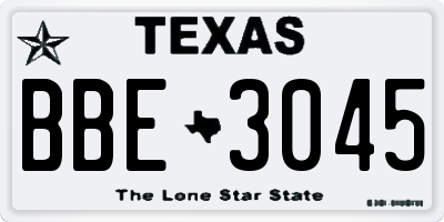 TX license plate BBE3045