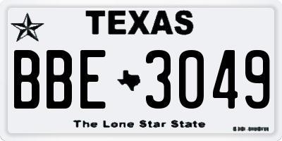 TX license plate BBE3049