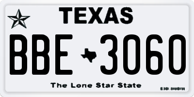 TX license plate BBE3060
