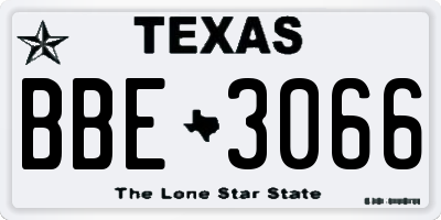 TX license plate BBE3066